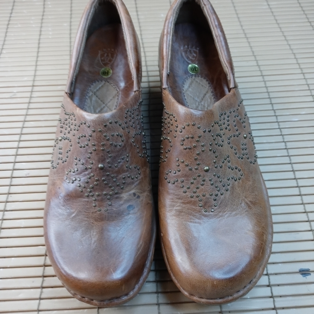 Ariat Studded Deco Brown Leather Clogs Shoes Size 10B 21231 Women's Western. Cor